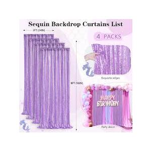 Sequin Curtains 4 Panels Lavender Sequin Backdrop Photo Backdrops Shimmer Background Party Decor Glitter Fabric Light Purple Curtain 26x96 Inch