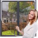 Adjustable Magnetic Window Screen Replacement - 23" x 32" DIY Fiberglass Grey Mesh with White Frame, Perfect Fit for House Windows, Durable Insect Screens for Fresh Air Ventilation