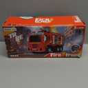 XINNOVEL Fire Trucks Toys for Toddlers Ages 3-5, Folded Carrier Truck Race Track with with Lights & Sounds and 6 Racing Car Toys, Birthday Gift for 3 4 5 6 7 8 Years Old Boys Girls