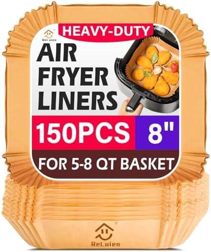 Air Fryer Liners Disposable 150Pcs, 8.7" Square Parchment Paper Liner for Air Fryer, Baking, Roasting and Microwave, Non-Stick Airfyer Liners Accessories