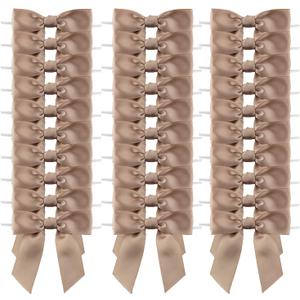 7Rainbows 30pcs Boutique 2.5" Vanilla Satin Ribbon Twist Tie Bows for Tying Up Packages Gift Wrapping