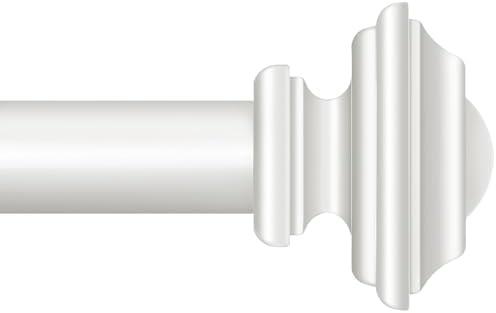 KAMANINA White Curtain Rod for Windows 72 to 144 Inches, 1 Inch Long Curtain Rod, Heavy Duty Drapery Rods 32 to 144 Inches (2.6-12ft) with Decorative Square Finials
