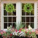 DDHS 11 Inch Artificial Boxwood Small Wreath for Front Doors, 2 Packs Green Leaves Wreath, Spring Summer Mini Wreaths for Indoor Outdoor Hanging Wall Window Wedding Home Decor Party Farmhouse