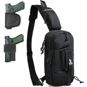 Sling Backpak Tactical Chest Pistol Bag Shoulder Bags Crossbody Sling Backpack Holster Bag for Concealed Carry (Black)