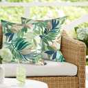 Pack of 2 Waterproof Outdoor Pillow with Inserts, 18x18 Square Patio Decorative Throw Pillow for Home,Sofa,Bench and Patio Furniture,Lush Leaf Green