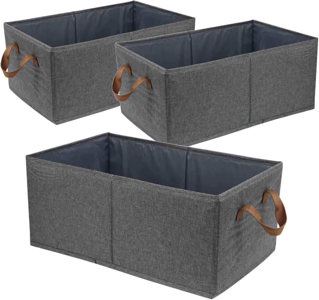 Fordonral Pack of 3 Large Capacity Storage Bins Closet Organizer System, Sturdy Foldable Storage Boxes for Organizing Clothing, Sheets, Toys, Books - Shelf Organizer Shelves Basket Storage Bin