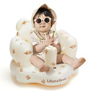 Lilian&Gema Inflatable Baby Seat  Blow Up Baby Chair with Built-in Pump for Infants 3 Months & Up, Portable Inflatable Baby Chair for Sitting Up, Soft Support Cushion, Indoor/Outdoor Use