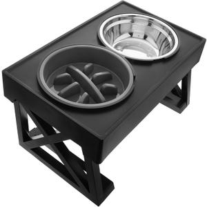 Milisten Dual-use Pet Bowl Set Stainless Steel Kitten Food Bowl Elevated Slow Feeder for Healthy Eating