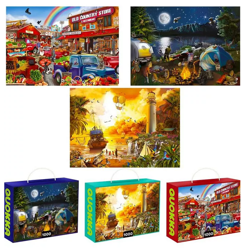 QUOKKA Jigsaw Puzzles for Adults 1000 3 Packs of Unique Adult Puzzles Enjoy Games for Adults - Colorful Designs for Women and Men