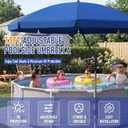 Cinnvoice 7.5ft Above Ground Pool Umbrella with Clamp, Outdoor Pool Sunshade for Oval Rectangular Swimming Pools, UPF 50+ UV Protection, Adjustable Poolside Umbrella for Patio Outdoors(Navy Blue)