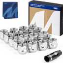 Orion Motor Tech 1/2"-20 Open End Lug Nuts, 3/4" 19mm Hex Chrome Plated Wheel Lug Nuts Compatible with Dodge Dakota Ramcharger Ford Bronco Explorer F-150 Jeep Wrangler, Set of 20 (Silver)