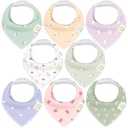KeaBabies 8-Pack Organic Baby Bandana Bibs for Girls - Super Absorbent Triangle Baby Bibs for Drooling and Teething Infant, 100% Cotton Extra Soft for Newborn, Infant 0-36 Months (Lunaris)
