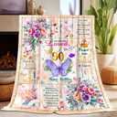 90th Birthday Gifts for Women, Super Soft Unique Fun Purple Butterfly Flower Blanket Gifts for Anniversary Christmas, 90th Birthday Decorations for Women, Cozy Warm Plush Fuzzy Fleece Blanket 60"x50"
