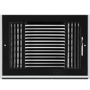 HVAC Premium 12"w X 8"h 3-Way AIR Supply Grille - Vent Cover & Diffuser - Flat Stamped Face - Black [Outer Dimensions: 13.75"w X 9.75"h]