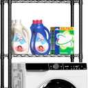 Laundry Room Storage Shelf & Organizer, 3 Tier Over Metal Washer and Dryer Shelves, Washing Machine Shelf, Adjustable Height & Feet, Bathroom Space Saver Shelf, 23.6" L x 13.8" W x 63.2" H, Black, 3 Tier, 24"L x 14"W x 63"H
