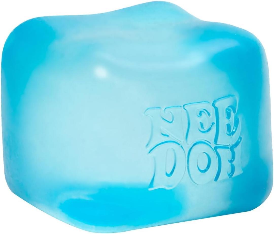 Schylling NeeDoh Nice Cube -Sensory Squeeze Toy with Super Solid Squish - 2.25" Cube (Blue)
