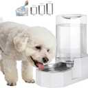 Sfozstra Dog Water Bowl Dispenser: 6L Large White Gravity Stainless Steel Bowl - Without Filter - Pet Feeder for Pets Indoor/Outdoor Use by Owners