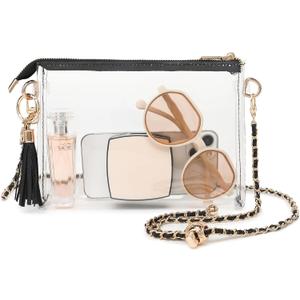 YGR Womens Clear Bag for Stadium Events Small Crossbody Purse for Concert, Party, Sports Events Stadium Approved (Black)