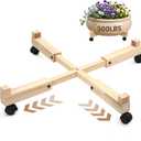 Novabright Adjustable Plant Stand with Wheels 21-30 Inch Heavy Duty Rolling Plant Dolly Wooden Caddy with 4 Lockable Caster Wheels for Outdoor Indoor Large Pots Planter