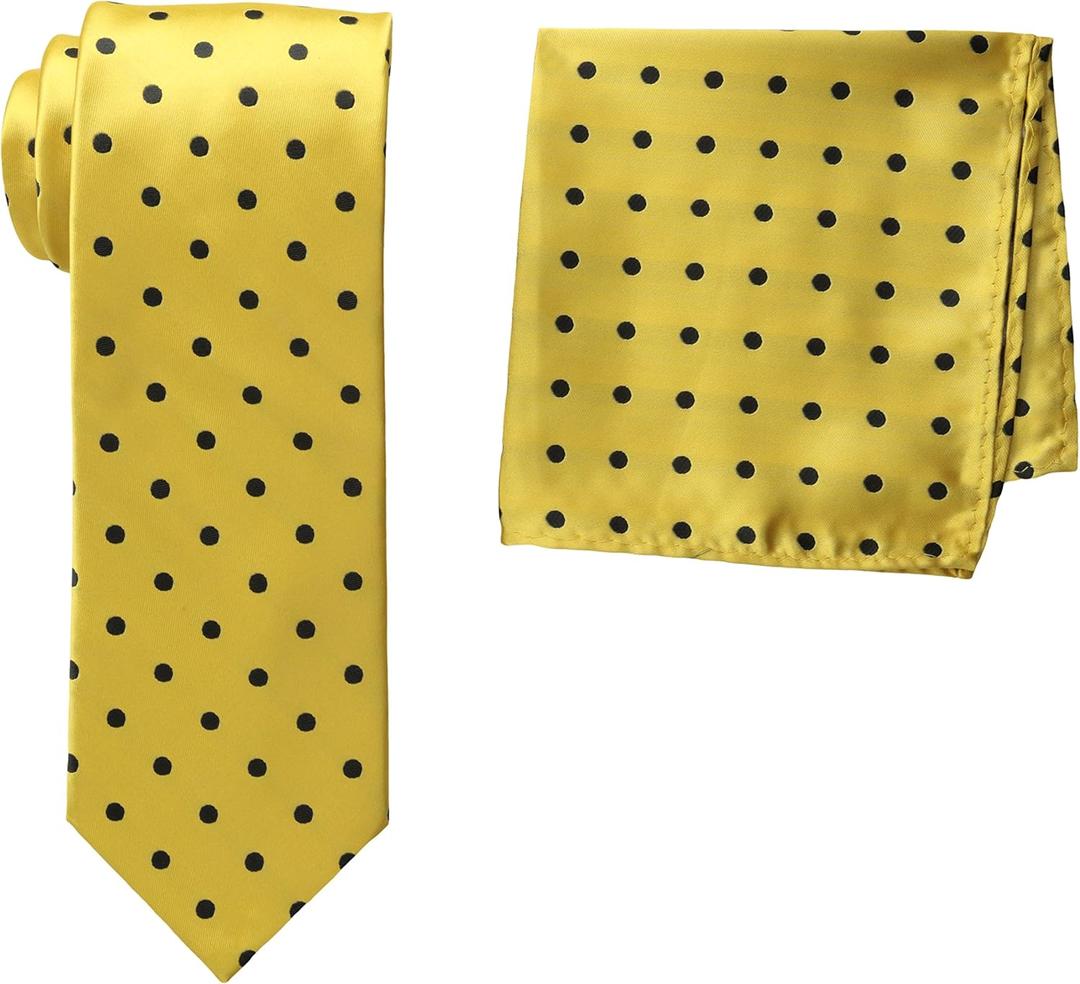 Stacy Adams Men's Satin Dot Tie Set (Gold)