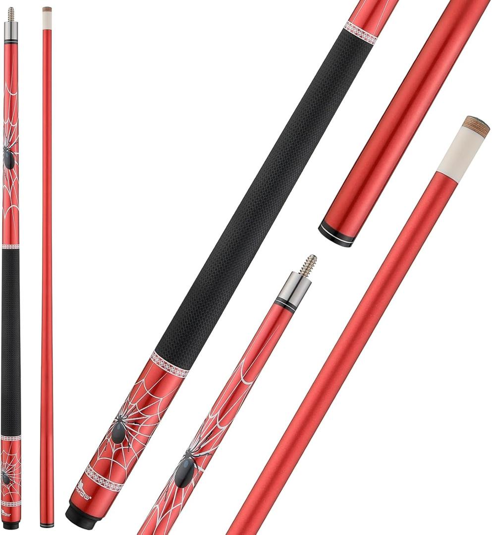 58" 2-Piece Fiberglass Graphite Composite Billiard Pool Cue Sticks,  Weight from 19oz 21oz, Red