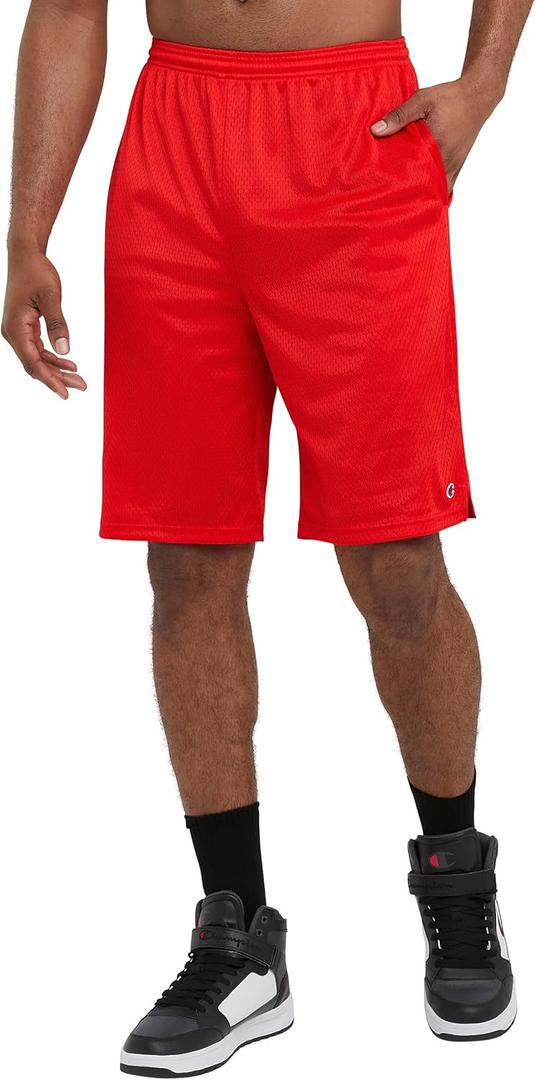 Champion Men's Shorts, Men's Mesh Gym Shorts, Lightweight Athletic Shorts, Small (Red)