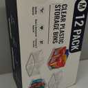 12 PACK Multi-Use Clear Plastic Storage Bins for Organizing w/ Labels - Home, Kitchen, Bathroom, Office, Pantry Cabinet Shelf Organizer Bins - SOHO Collection, RV, Fridge Organization Containers (Medium)