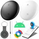 Air Tracker Tags-2 Pack for Android with Case- Bluetooth Tracker Item Finder for Key, Wallet, Pet - Works with Google Find Hub, IP66 Waterproof, Smart Tag for Android & Samsung Phones White & Black