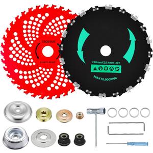 9" x36T Carbide Tipped Weed Eater Blades, 9" x 20T Brush Cutter Blade with Universal Adapter Kit Compatible with Husqvarna, Stihl Brush Cutters, Trimmer, Weed Wrecker