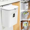 Tiyafuro 2.4 Gallon Kitchen Compost Bin for Counter Top or Under Sink, Hanging Small Trash Can with Lid for Cupboard/Bathroom/Bedroom/Office/Camping, Mountable Indoor Compost Bucket, White