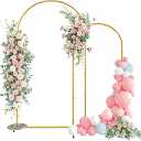 Snughome Arch Backdrop Stand, Set of 2 Metal Balloon Arch Stand (7.2FT+6FT), Gold Wedding Arch Frame for Party, Baby Shower, Holiday, Ideal for Balloon Flower