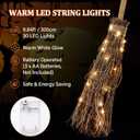 Seenelling 60" Halloween Decor Rattan Witch Broom with LED Light, Wood Color