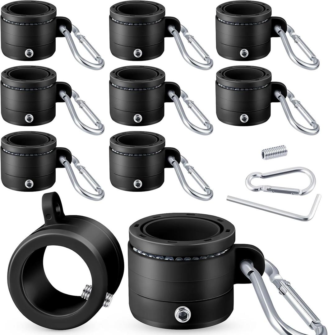 8 Pcs Flag Pole Rings for 0.76-1.0 in Flag Pole with Metal Clip 360 Degree Free Rotating Adjustable Fastener Flagpole Mounting Swivel Ring for 250th Anniversary America Holiday Outside House(Black)