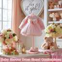 Bucherry 1 Pack Baby Clothes Display Stand Wooden Baby Shower Centerpiece Adjustable Height Circle Shaped Dress Hanger Doll Dress Outfit Stand Rack Hand Assembled Hangers Display Set (Pink Color)