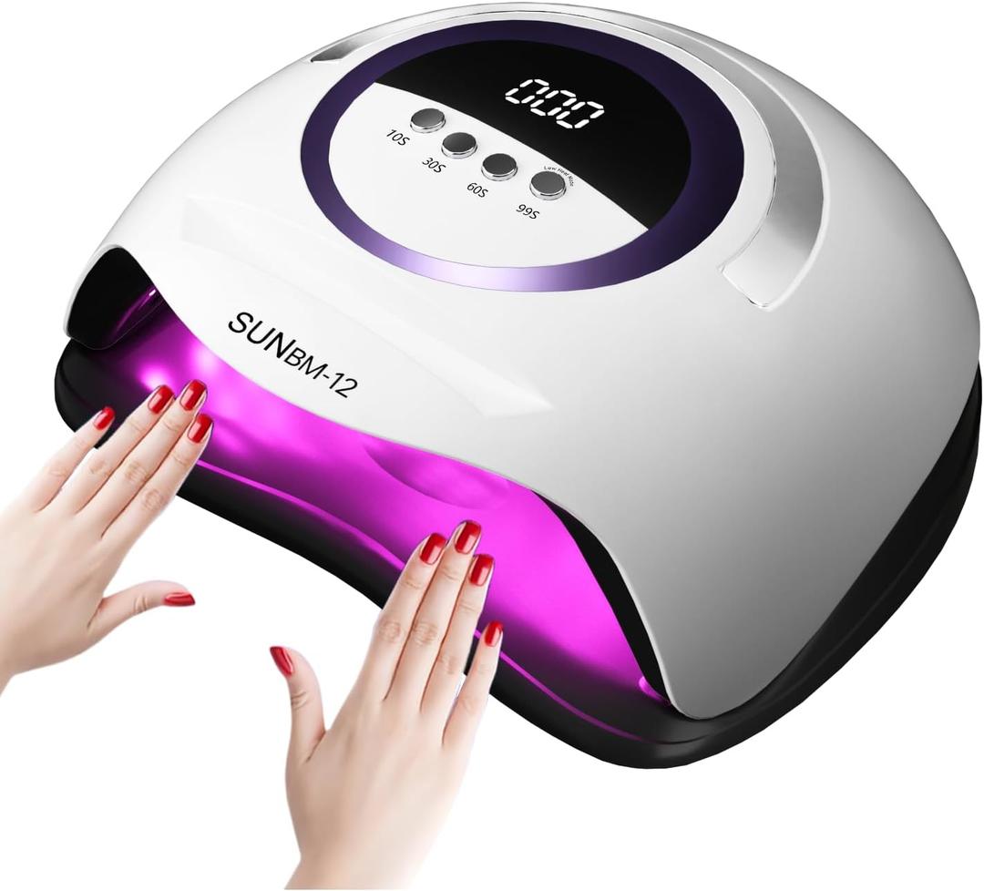 UV LED Nail Lamp with 72 Beads, 300W Nail Curing Lamps for Gel Polish with Automatic Sensor/4 Timer Setting, Led Nail Dryer, Professional Nail Art Drying Tools for Fingernail and Toenail, BM-12 PRO