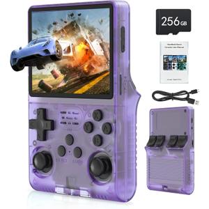 FVBADE 30000 in 1 R40S PRO Handheld Game Console 3.5 inch IPS Screen Mini Retro Console 3800mAh Portable Pocket Arcade 12+ Mainstream Emulator 256G TF Card Transparent