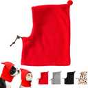 Pet Neck Warmer with Hat, Leopard Print, Adjustable Drawstring, Soft Polyester, for Dogs and Cats (Red, Medium)