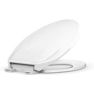 Toilet Seat Elongated,Toilet Seat with Quick-Release And Quick-Attach, Plastic Toilet Seat with Soft Close, Easy Install and Clean - Almond