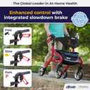 Drive Medical Nitro Sprint Foldable Rollator Walker with Seat - Lightweight Support - Large Wheels - Compact Folding Design - Adjustable Comfort - Standard Size - Red