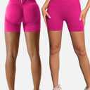 Buauty Womens 5" Scrunch Butt Lifting Shorts Workout Gym High Waisted Tummy Control Seamless Booty Yoga Biker Shorts (Pink)
