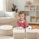 3 Pack Cube Storage Bin, 9”x9”x7” Cotton Rope Woven Baskets for Organizing Toys Clothes Towels, Square Gift Storage Baskets for Shelves, Nursery, Closet, Bathroom, Pantry (White & Jute)