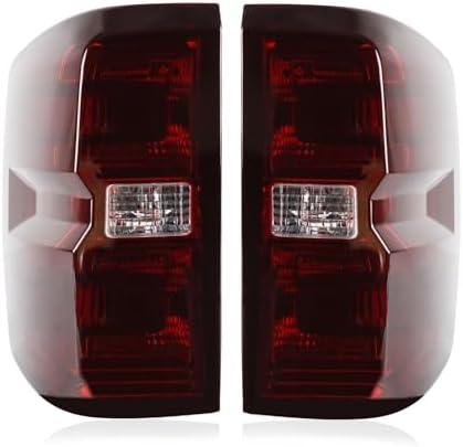 LOVELYNOV Tail Lights Compatible with 2014-2019 Chevy Silverado 1500 2500 3500 Halogen Type Smoked Red Brake Rear Lamp Taillights