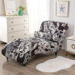 Printed Armless Chaise Lounge Indoor Slipcover Stretch Chair Covers for Living Room Bedroom Stretch Armless Lounge Chaise Slipcover, One Size,a,2pc