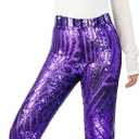 Nawgut Sequin Flare Pants Sparkly Glitter High Waisted Bell Bottom Trousers Disco Party Clubwear for Women (S)