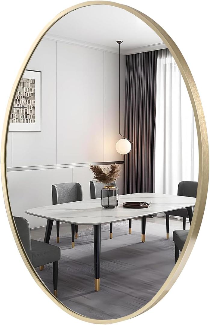 FARMER Gold Oval Mirror, 20"x28" Bathroom Mirror, Oval Vanity Mirror with Metal Frame, Wall Mirror Decor for Bathroom, Living Room,Bedroom (28"L x 20"W)