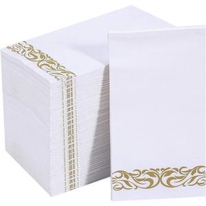Vplus 200 Pack Paper Napkins Guest Towels Disposable Premium Quality 3-ply Dinner Napkins Disposable Soft, Absorbent, Perfect for Kitchen, Wedding, Parties, Dinners or Events (Gold)