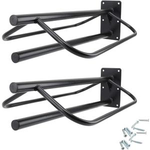 2 Pack Saddle Rack with Pad Bar, Heavy Duty Wall Mounted Saddle Stand Saddle Pad Rack for English Western Saddles Horses Blanket,Black