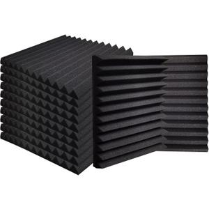Ikaufen 48 Pack Acoustic Foam Panels, 2" X 12" X 12" Studio Foam Wedges, High Density and Flame Retardant Sound Proof Foam Panels for Wall and Ceiling (48 Pack-2)