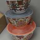TP Large Mixing Bowl Set with Lids, Melamine Nesting Bowls Set for Pasta Baking Salad Mixing, Set of 3, Aztec Bloom