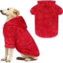 Dog Sweater,Dog Hoodies,Warm Fuzzy Fleece Sweatshirt with Hood & Pocket,Leash Hole,Cozy Cold Weather Pet Clothes Sweater for Small,Medium,and Large Dogs(Red,XL) (XL: 21-36lbs)